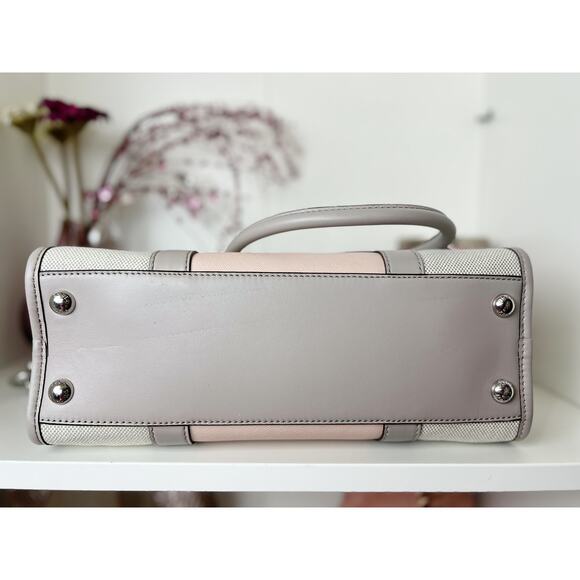 Michael Kors NWT Hamilton Leather Satchel Purse Bag in Pure Gray Ballet Pink - Picture 9 of 13